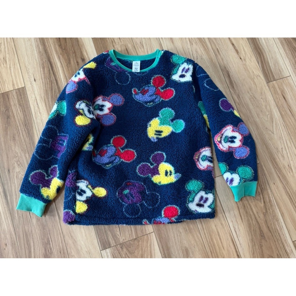 Disney Parks Mickey Mouse Sherpa Fleece Blue Tokyo Sweater Womens sz XL
